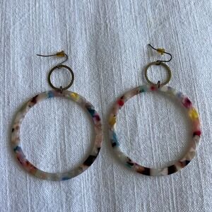 Statement Hoop Earrings Colorful Acrylic Circle‎ Dangle Drop Earrings
